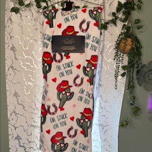 Rachel White Blanket with Red and Green Cactus Design